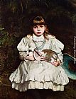 Portrait of a Young Girl Holding a Pet Rabbit by Frank Holl